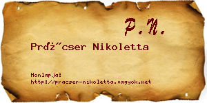 Prácser Nikoletta névjegykártya